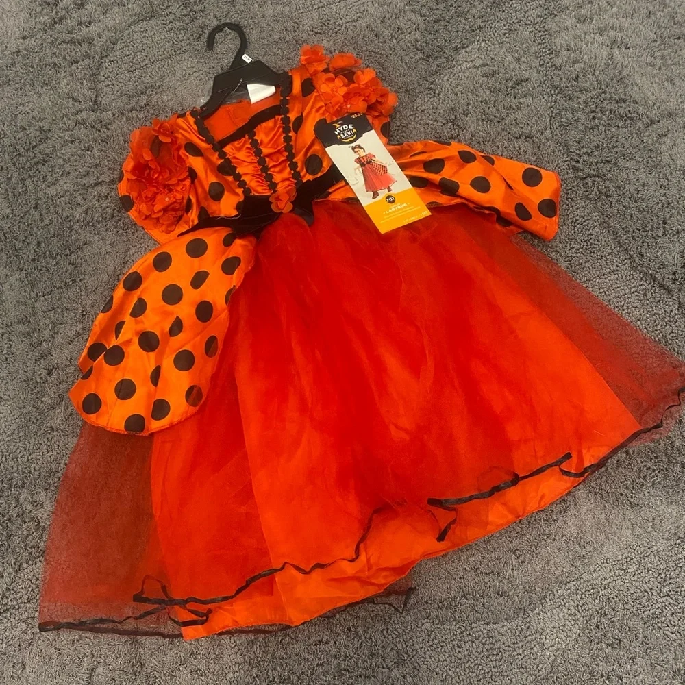 Toddler Red Ladybug Costume Dress with Black Polka Dots